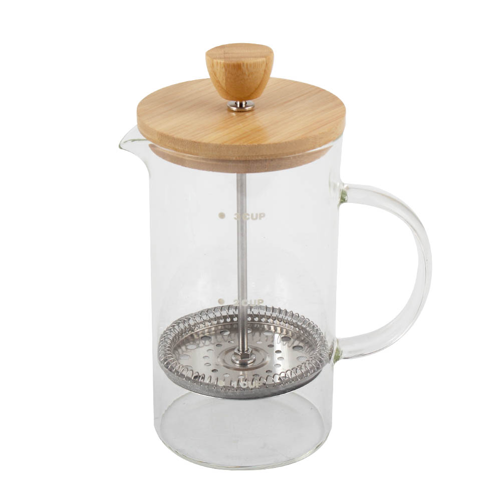 High-Heat Borosilicate Glass French Press With Bamboo Lid — 4