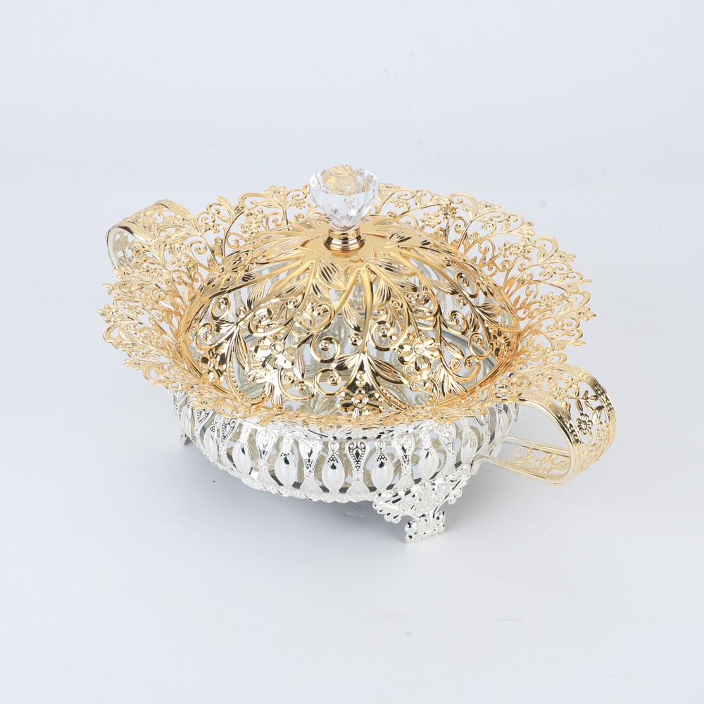 Two Ears Round Sugar Cup Lace Stone Grain Tray Large With Lid — 4