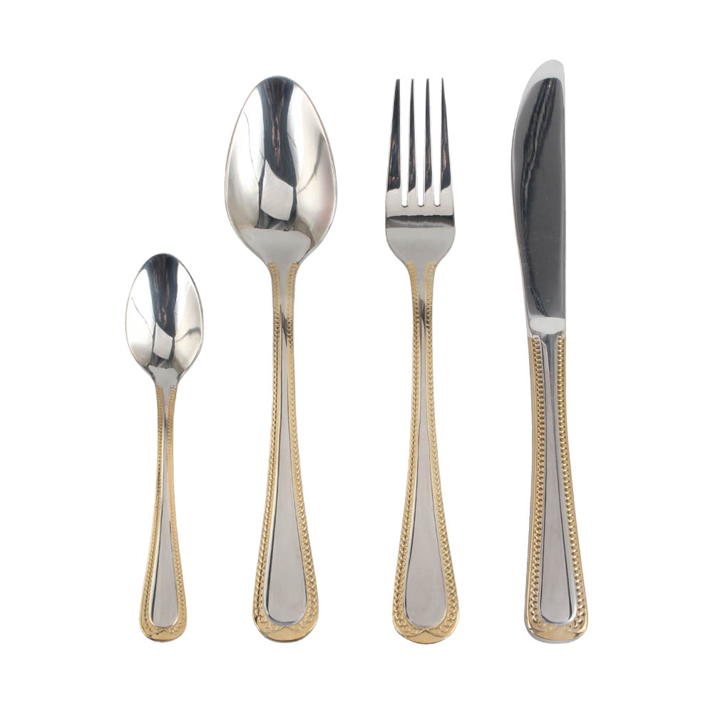 Stainless Steel Flatware Set, Mirror Polished Cutlery Set Utensil Set, Tableware Include Forks Spoons Knives for Home Restaurant, Beaded Handle — 8