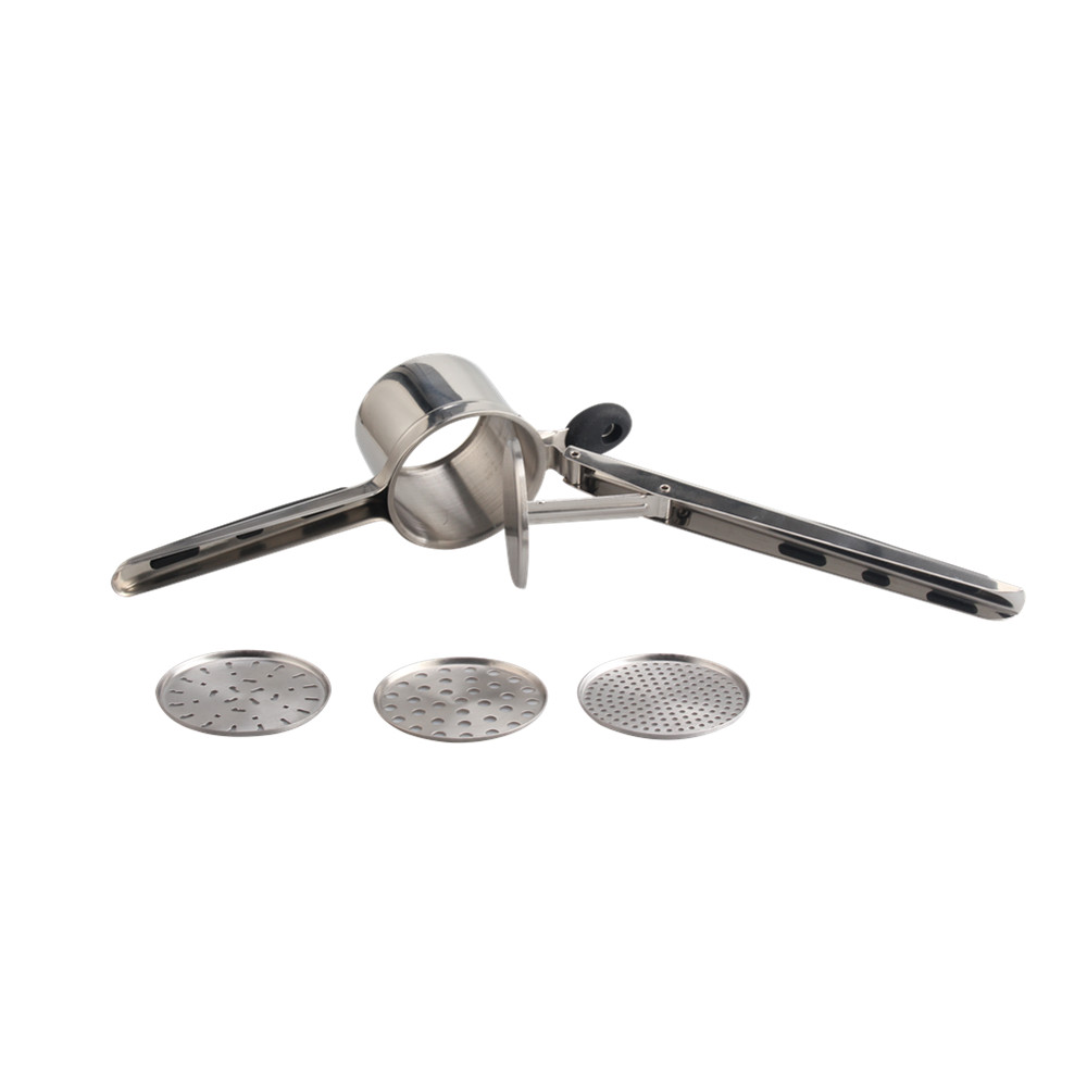 S/S Potato Ricer, Comes With 3 Discs And Non-Slip Silicone Handles — product information