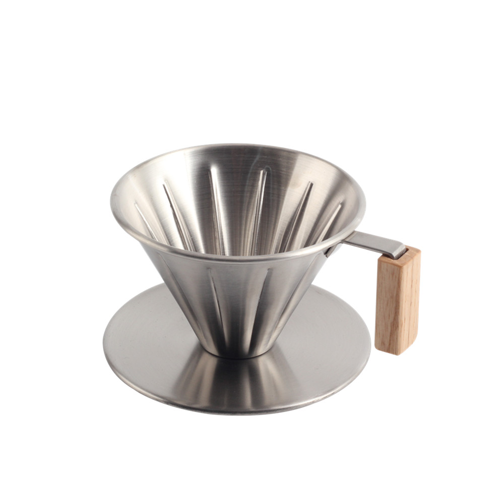 Wood Handle, Metal Reusable Drip Coffee Filter — product information