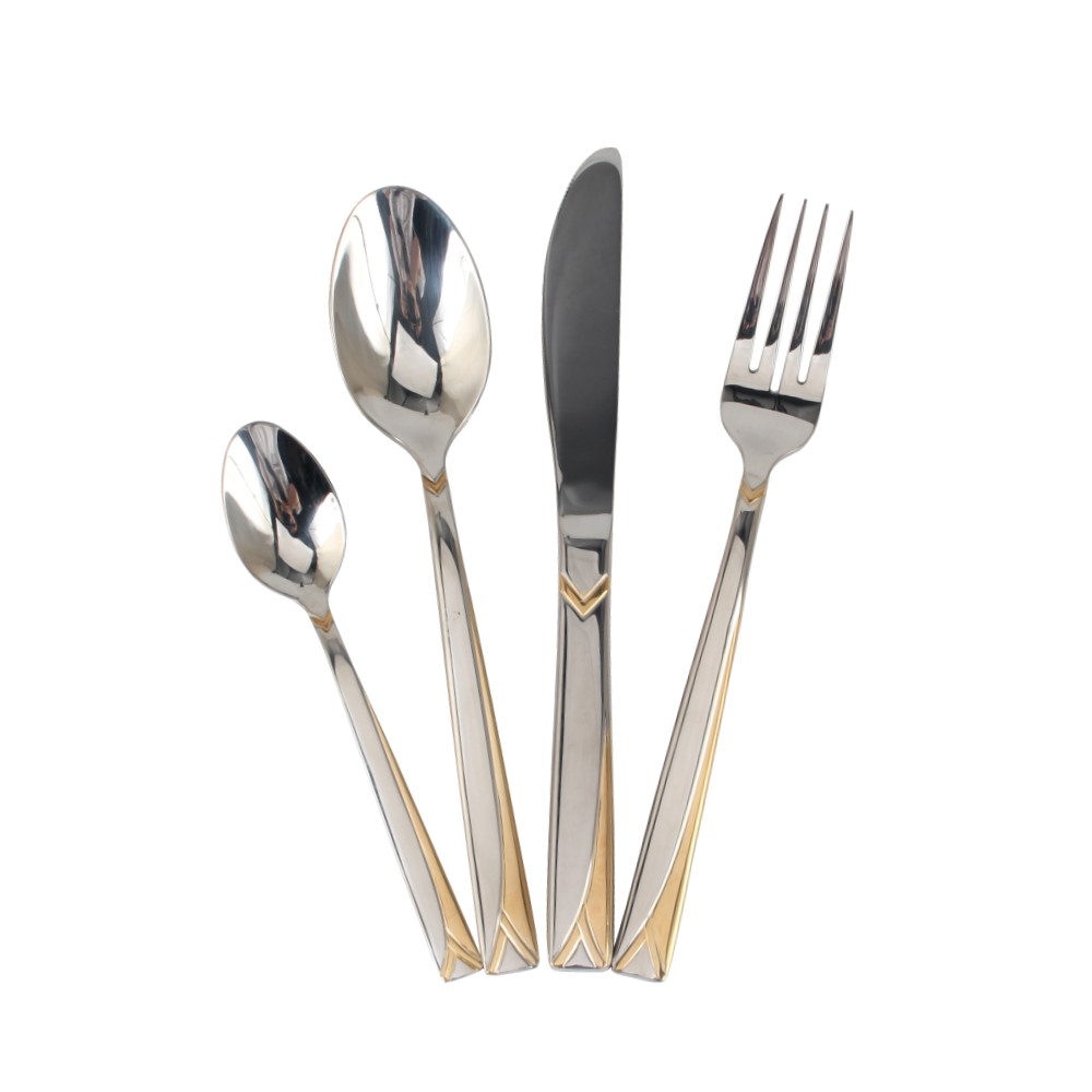 Stainless Steel Flatware Set, (65, Gold Accent) — product information