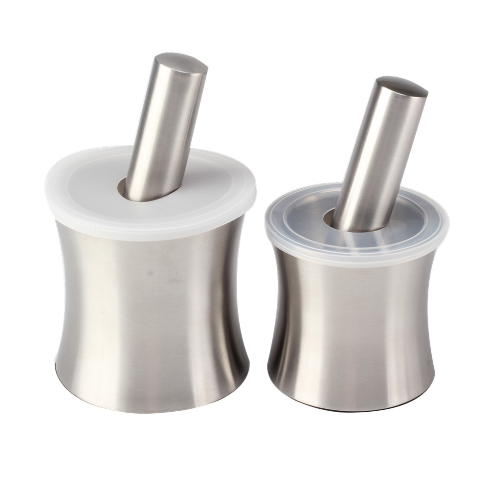 Stainless Steel Mortar and Pestle Set with Lid for Spice Medicine Grinder Coffee Bean Crusher — 4