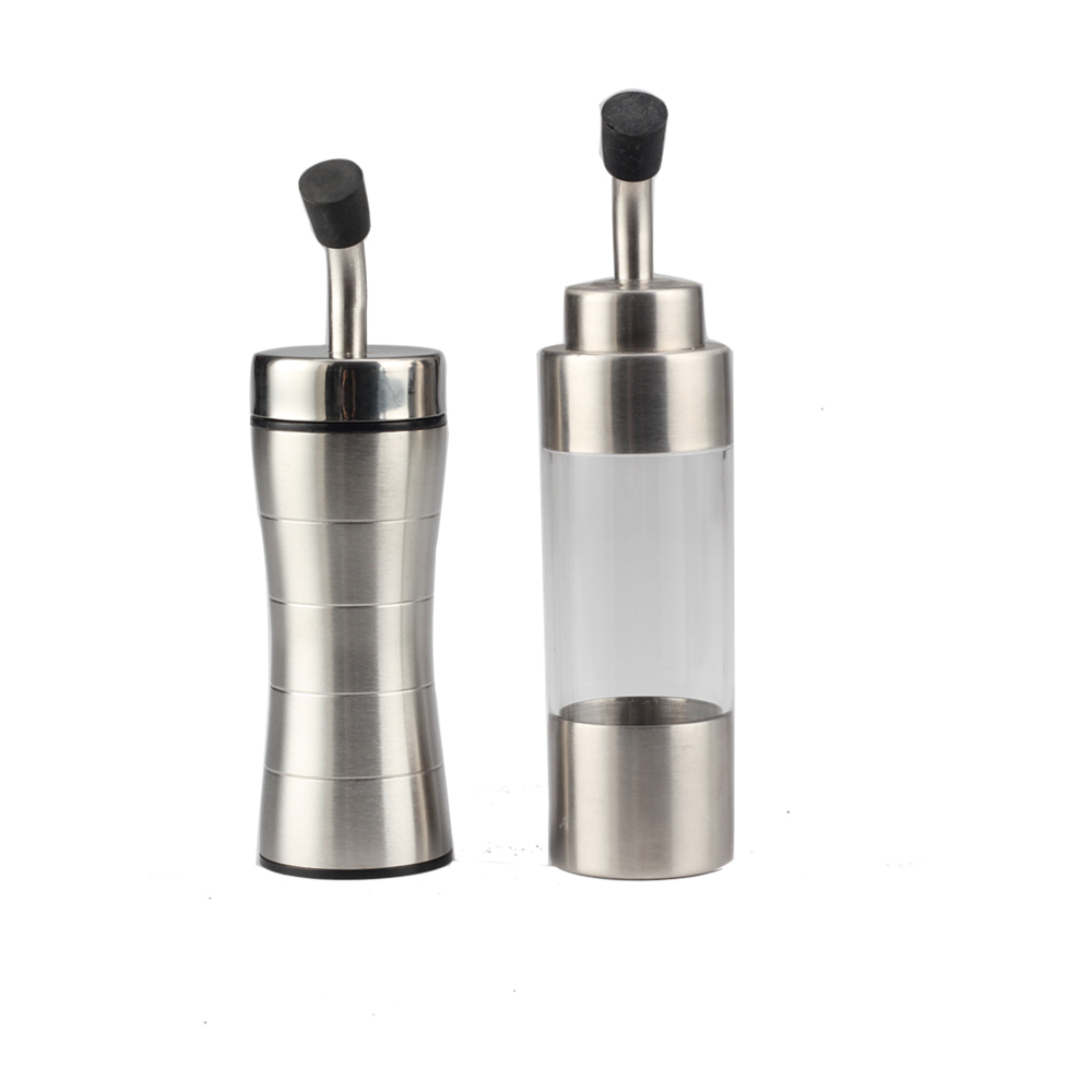 2pcs Stainless Steel & Glass Olive Oil Dispenser Bottle