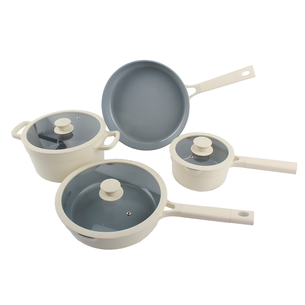 Die Casting Aluminum Alloy Nonstick Sauce Pan With Glass Lid — 6