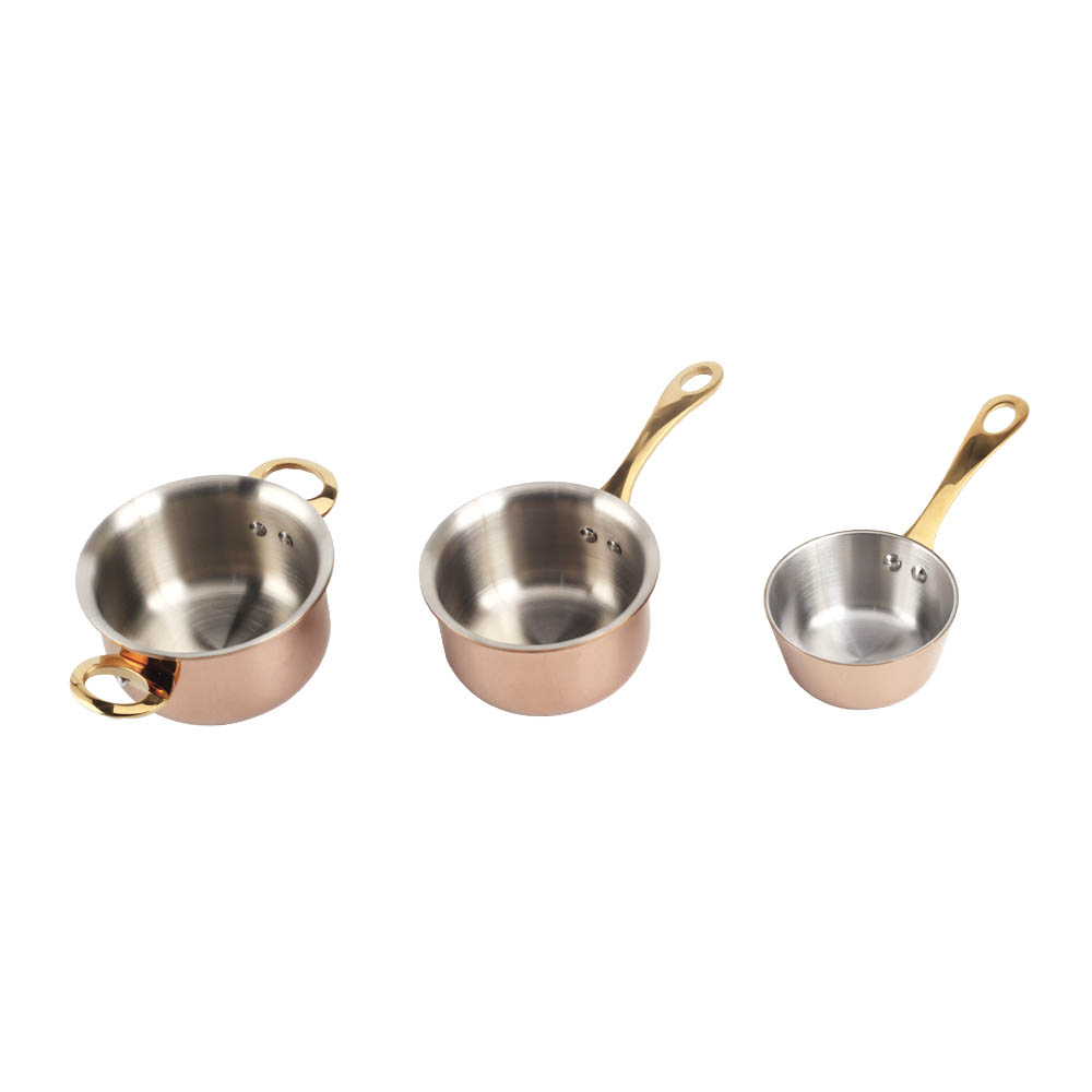 Stainless Steel Mini Sauce Pan And Pot Set With Golden Handle — 2