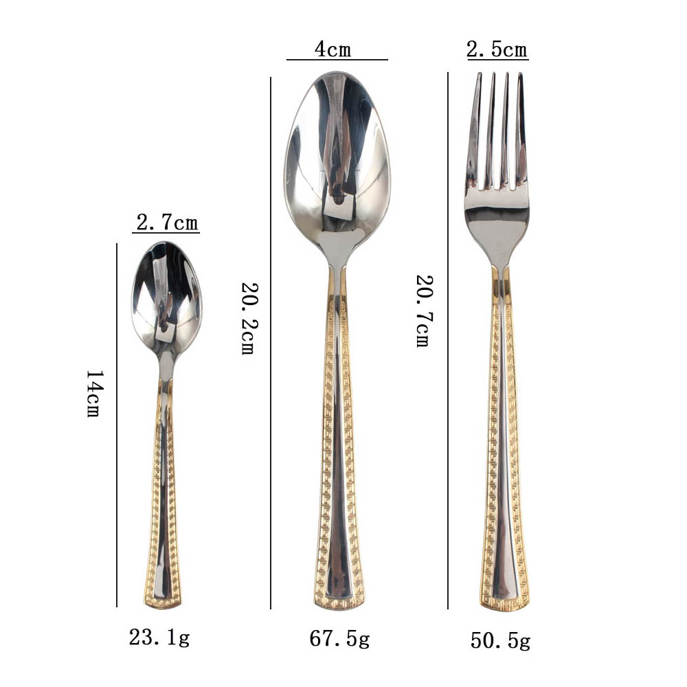3-pcs Set Stainless Steel Flatware set Mirror Polished Cutlery Set(65, Gold Accent) — product information