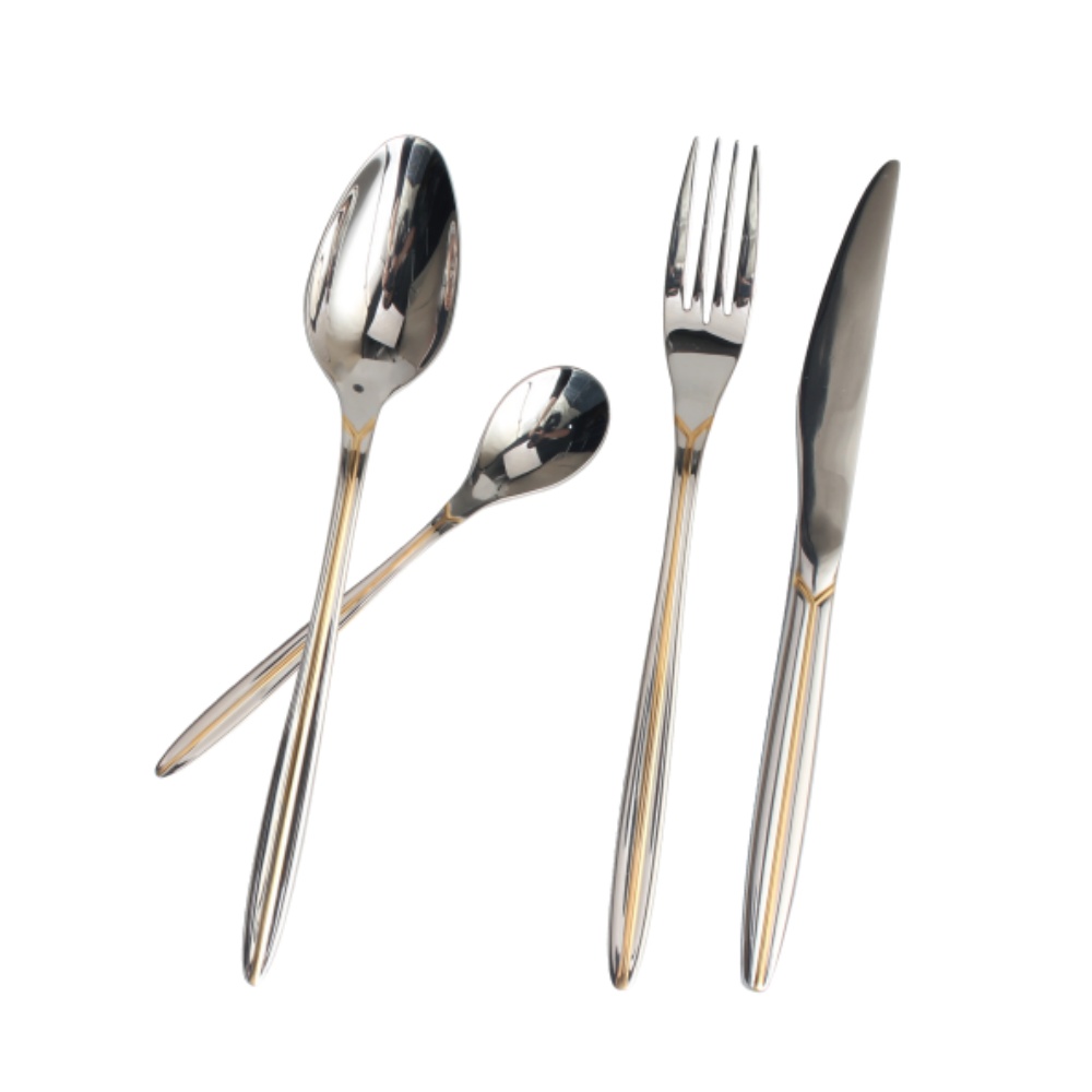 Gold Accent 4-pcs Set Stainless Steel Flatware set Dishwasher Safe — product information