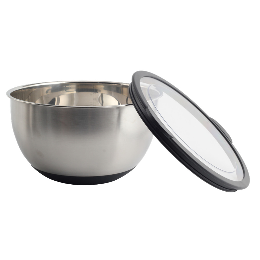 4.5QT Stainless Steel Mixing Bowl with Nonslip Silicone Bottom Metal Kitchen Bowl — 3