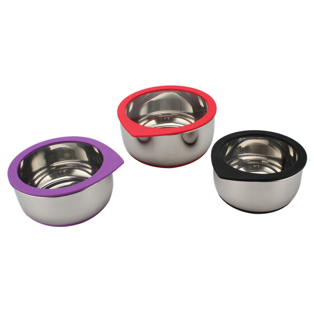 3 Pcs Stainless Steel Mixing Bowl With Nonslip Silicone