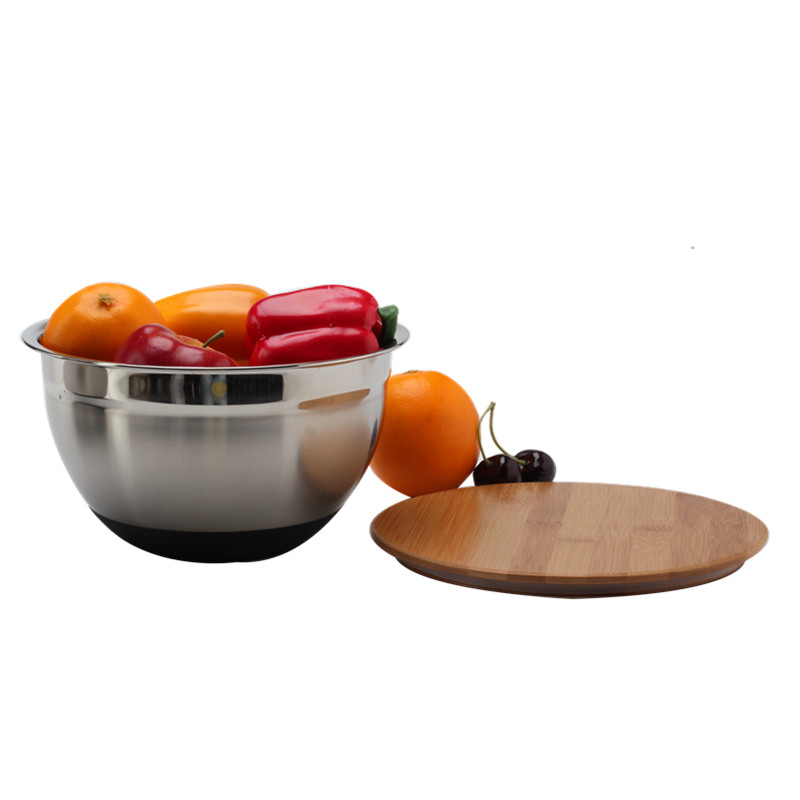 Mixing Bowls With Lids, Bowl Set With Wooden Lids, Set Of 3 — product information