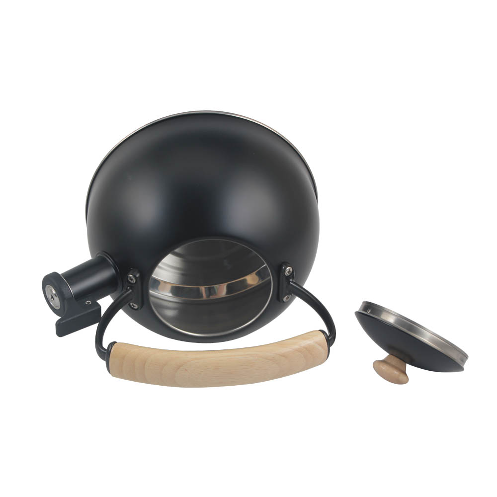 Whistling Kettle With Wood Grain Handle (Black) — 5