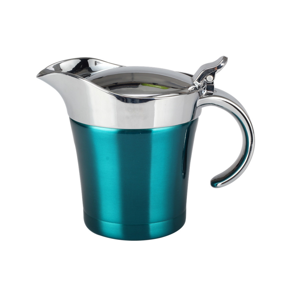 Stainless-Steel Double Insulated Gravy Boat - Sauce Jug With Hinged Lid — 2