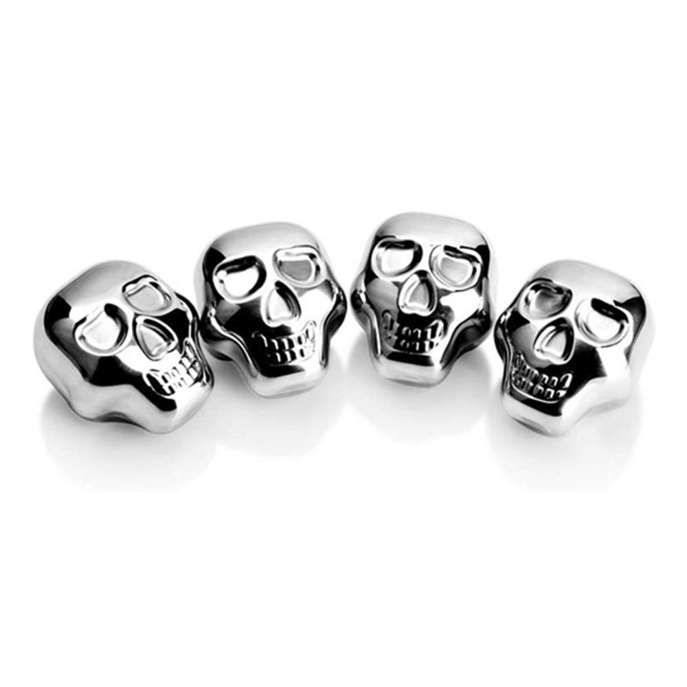 Stainless Steel Skull Ice Cube Whiskey Stone, Gifts for Men, Whiskey Stones Set — 2