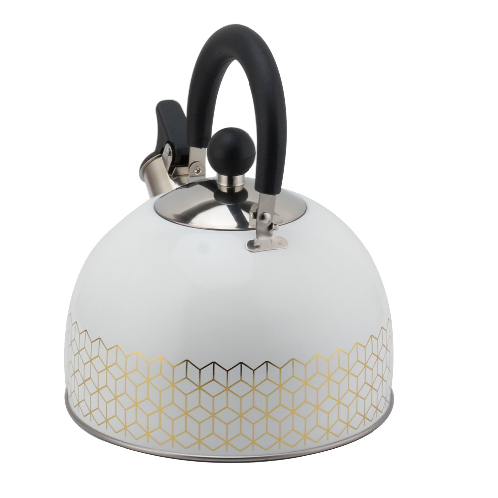 Patterned Stainless Steel Tea Kettle With Whistling Sound-White — 4