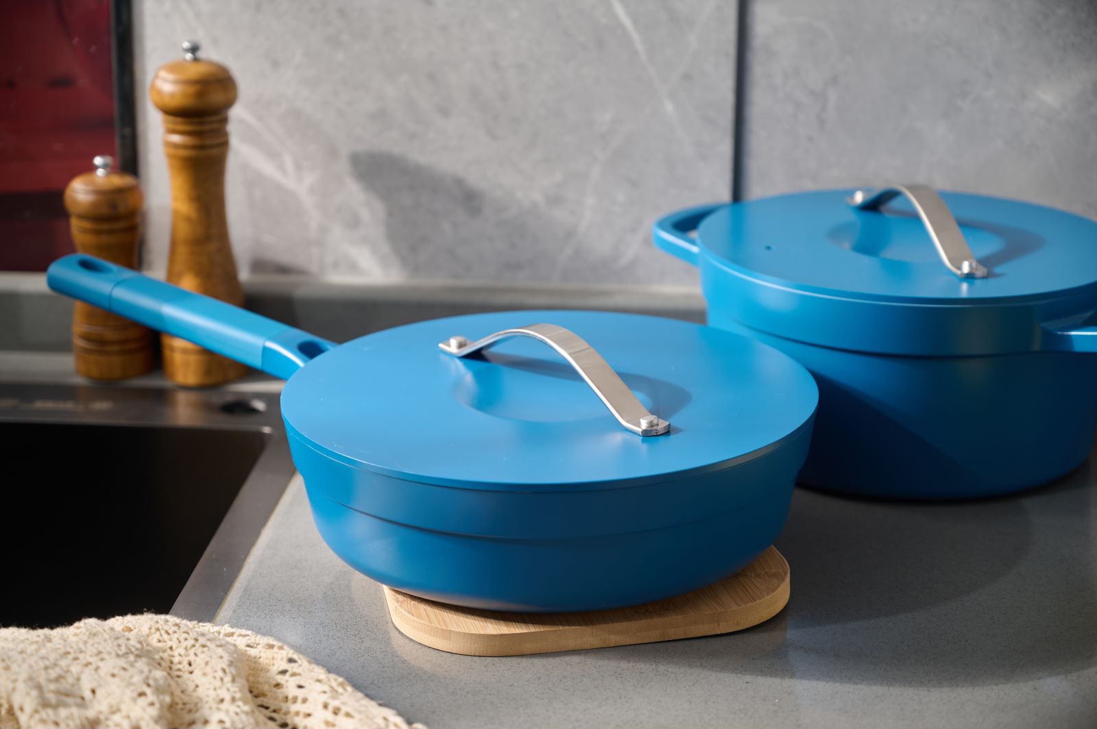 Pots And Pans Set, Aluminum Cookware Set, Fry Pan, Aluminium Lid — 6
