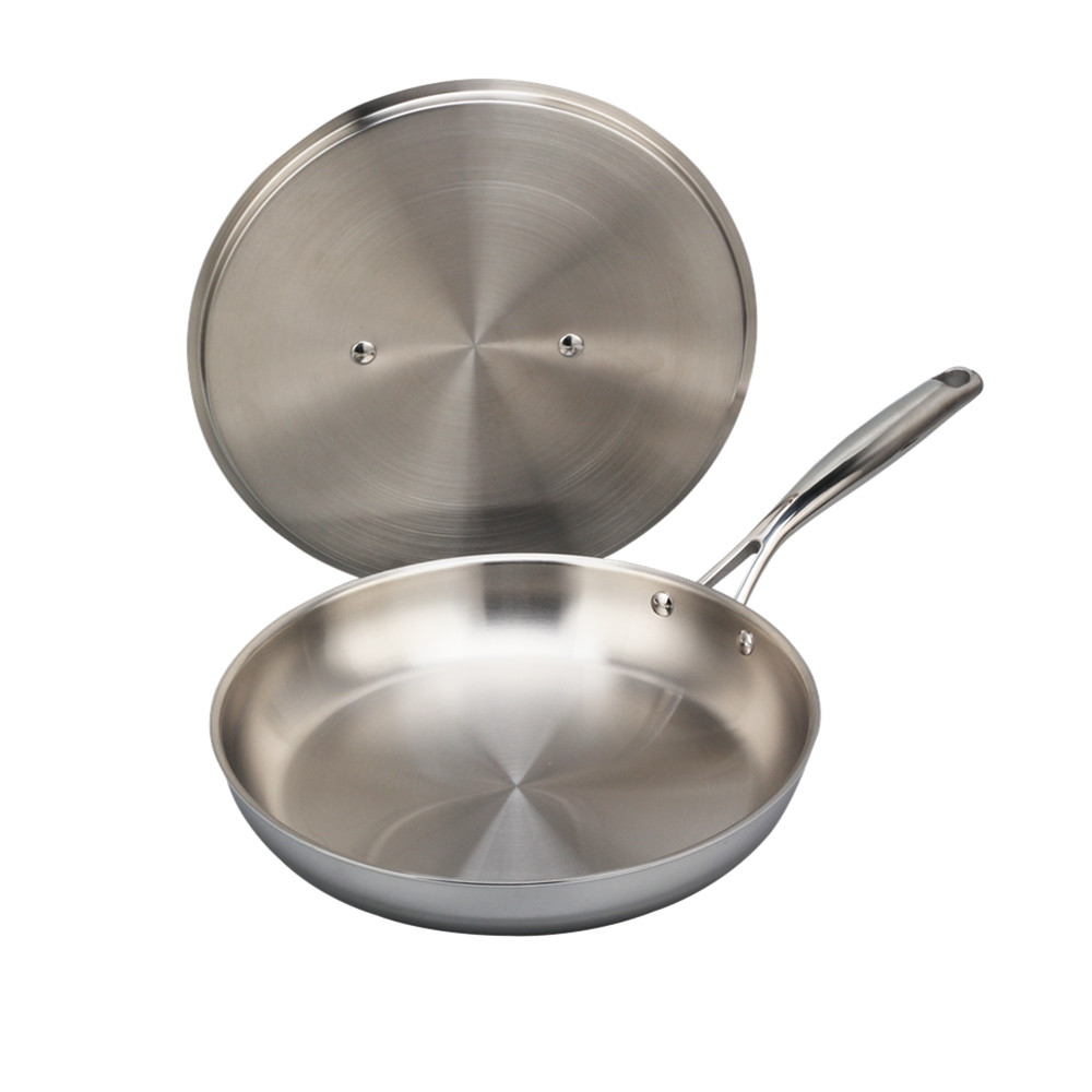 Triply Stainless Steel Frying Pan With Stainless Steel Lid — 5