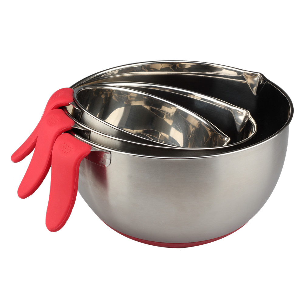 Stainless Steel Mixing Bowl Set With Long Handle — 4