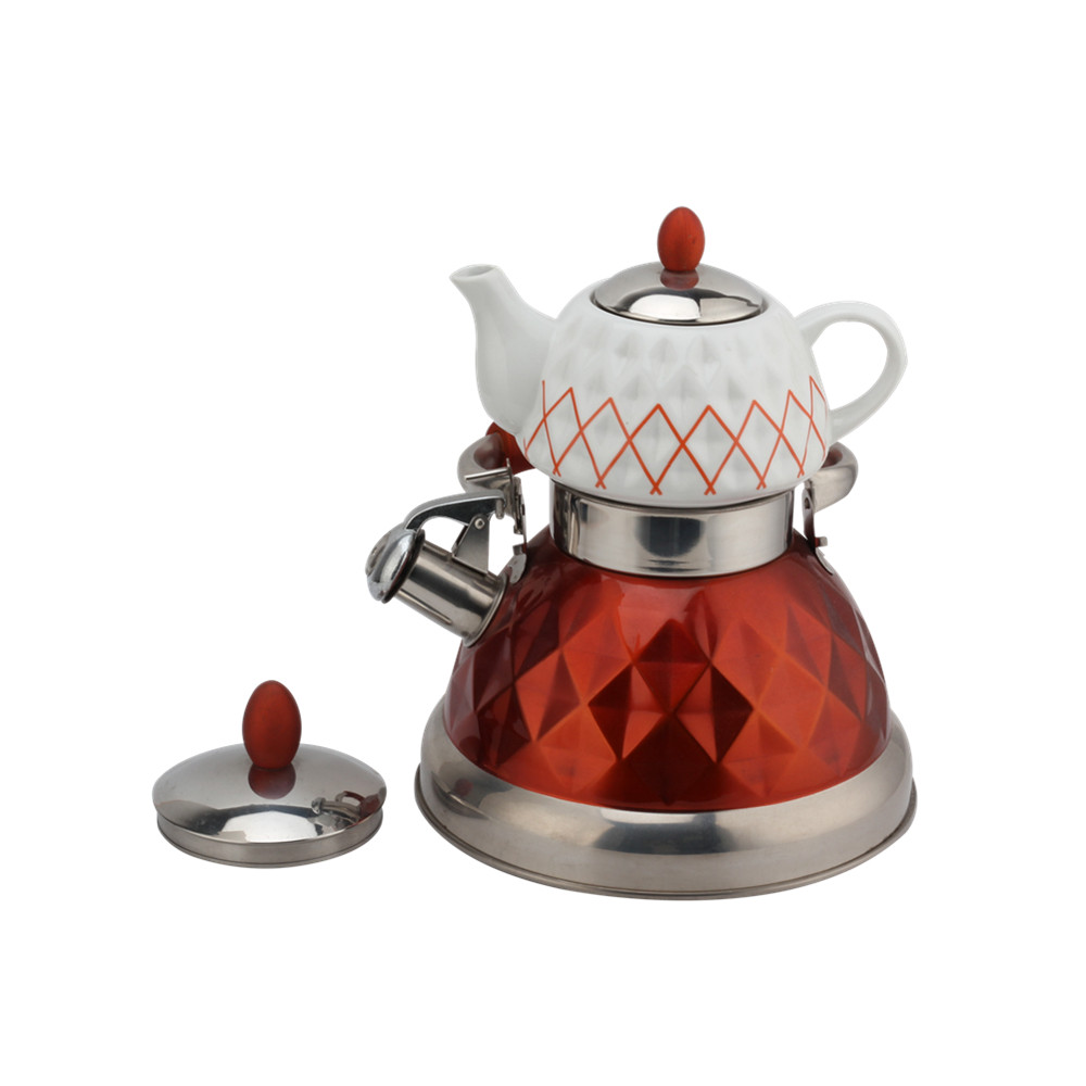 Impressive Whistling Kettle-Stainless Steel-Red — product information