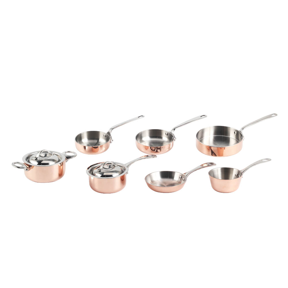 Rose Gold Stainless Steel Mini Sauce Pan And Pot Set — product information