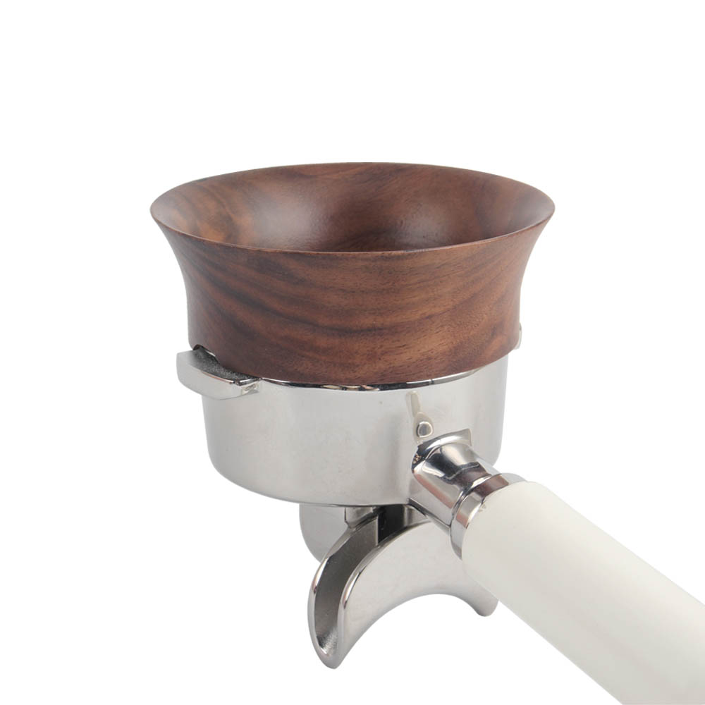 Wooden Espresso Tools Portafilter Funnel, Magnetic Dosing Ring — product information