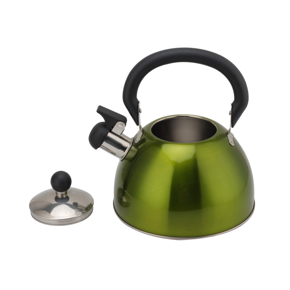 Stainless Steel Whistling Kettle, Ergonomic Handle, Green Color — 4