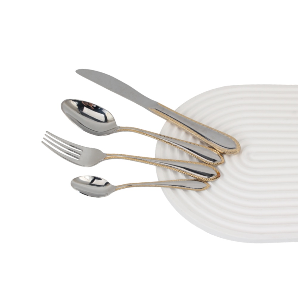 Gold Accent 4-pcs Set Stainless Steel Flatware set Dishwasher Safe — 5