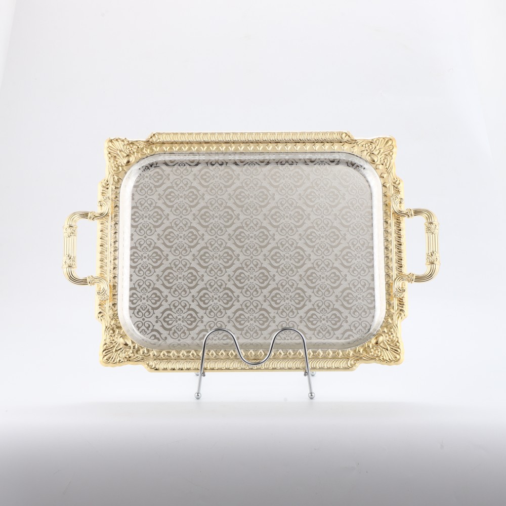 Metal Serving Tray, Rectangular Metal Serving Tray, Decorative Serving Platter — product information