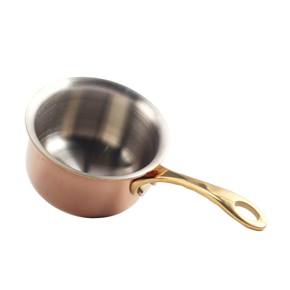 Tri-Ply Stainless Steel Mini Sauce Pot With Golden Handle — product information