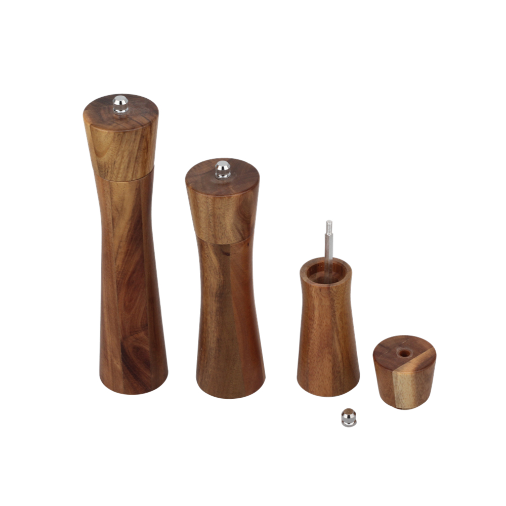 Wooden Salt And Pepper Grinder, Refillable Salt & Pepper Mills Adjust for Customized Coarseness — 3