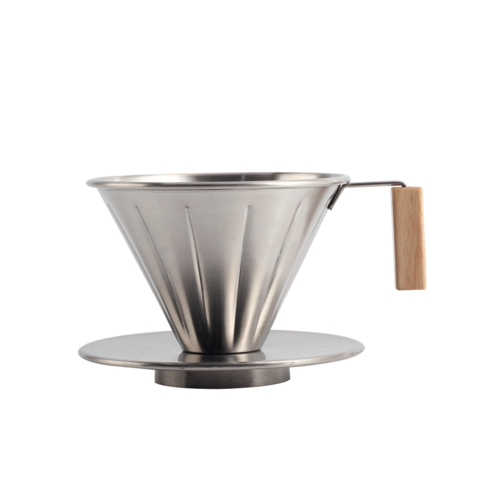 Wood Handle, Metal Reusable Drip Coffee Filter — 3