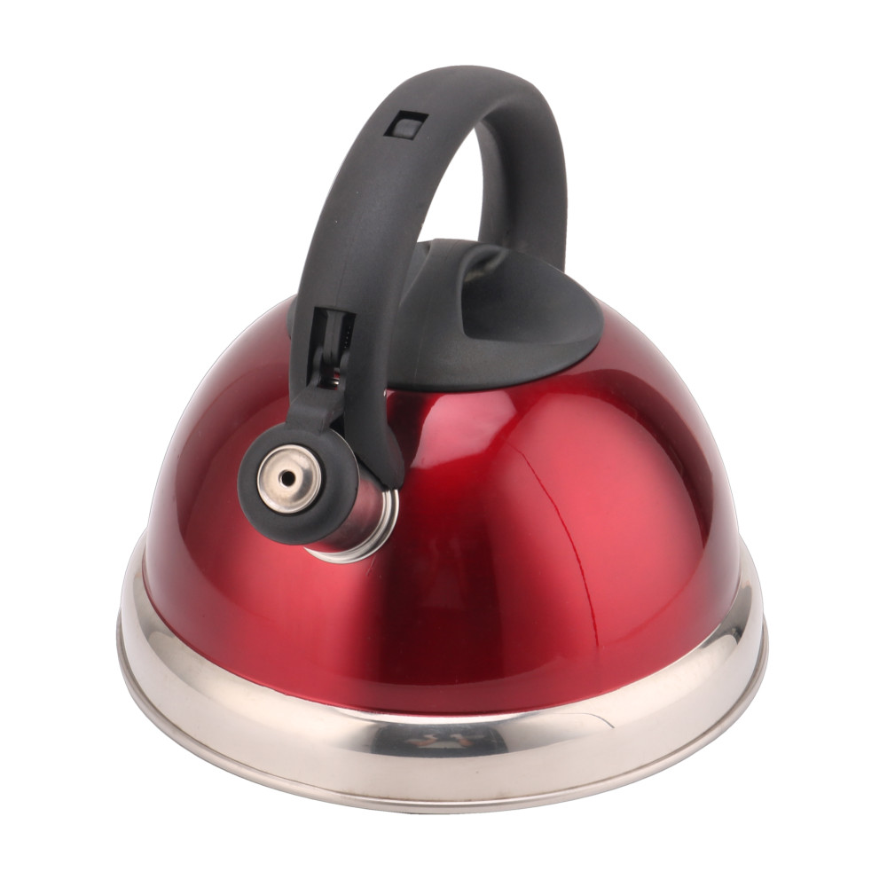 Red Coffee And Tea Sets-Stainless Steel Whistling Tea Kettle With Silicone Handle — 3