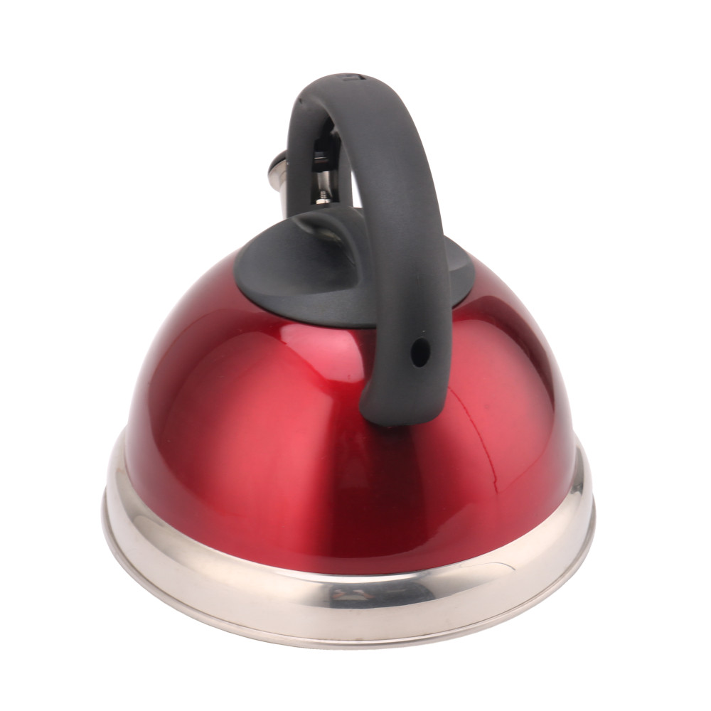 Red Coffee And Tea Sets-Stainless Steel Whistling Tea Kettle With Silicone Handle — 2