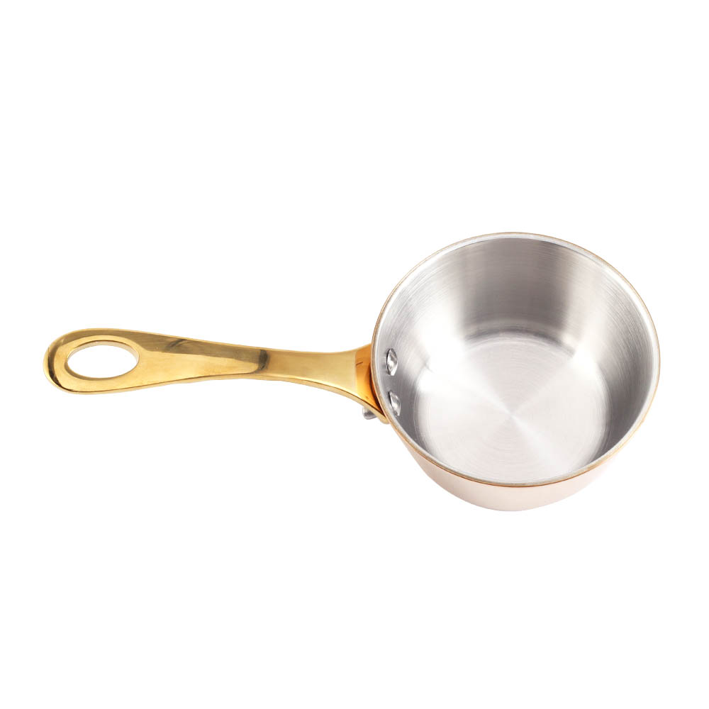 Tri-Ply Stainless Steel Mini Sauce Pan With Golden Handle — product information