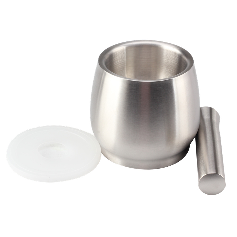 Food Safe Mortar and Pestle for Pills Spices Herbs with Lid,18/8 Steel Crusher Bowl — 4