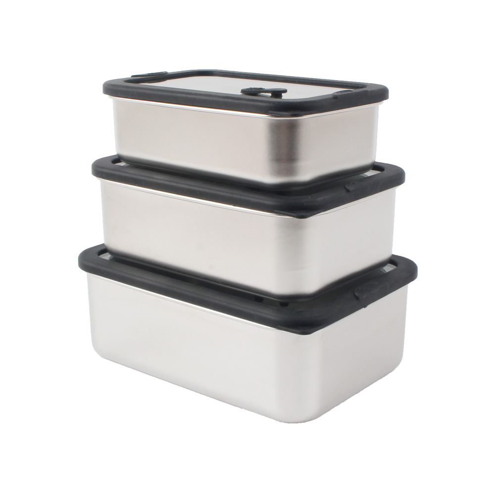 Stainless Steel Food Storage Container Set, Airtight & Leakproof Containers — 4