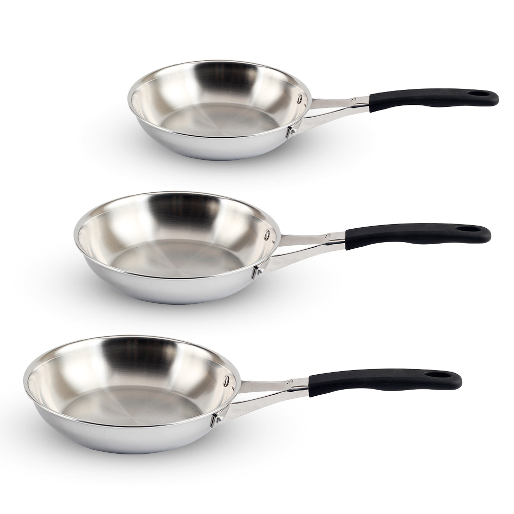 Triply Stainless Steel Frying Pan With Silicone Handle