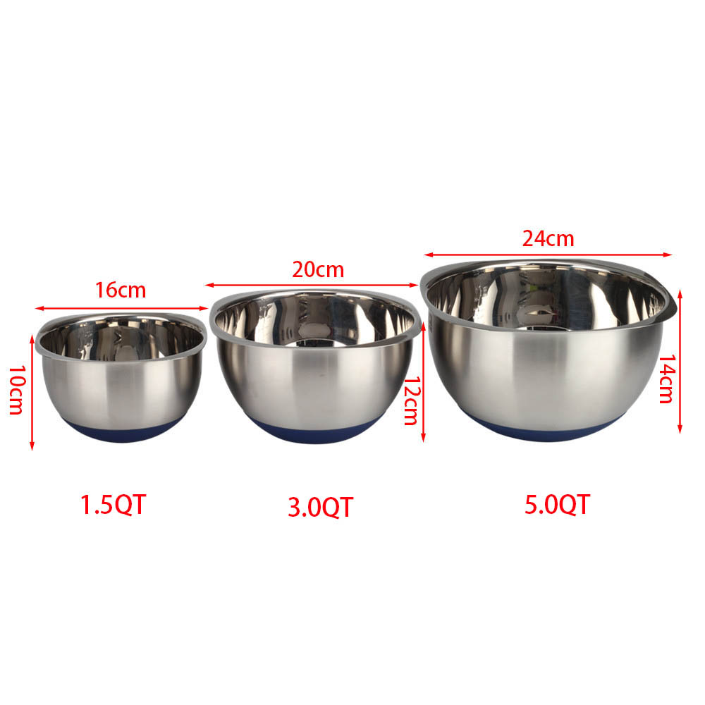 Stainless Steel Square Mixing Bowls, Food Storage Bowl Set — 6