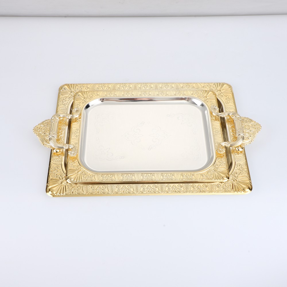 Rectangular Iron Gold Plated Serving Tray — 2