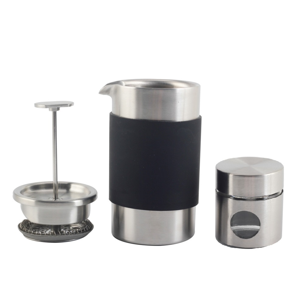 Portable Stainless Steel Coffee Press With Small Jar — product information