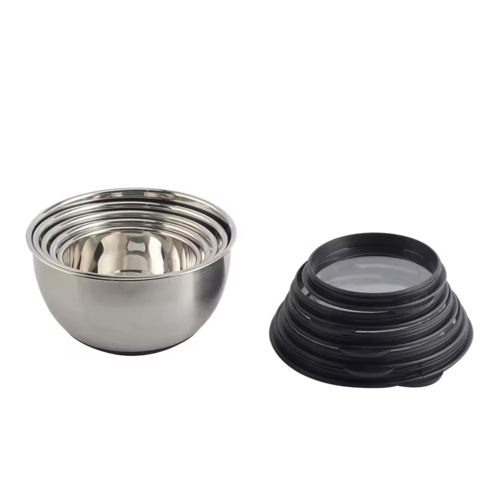 5size Stainless Steel Mixing Bowls With Transparent Lids Set — 4