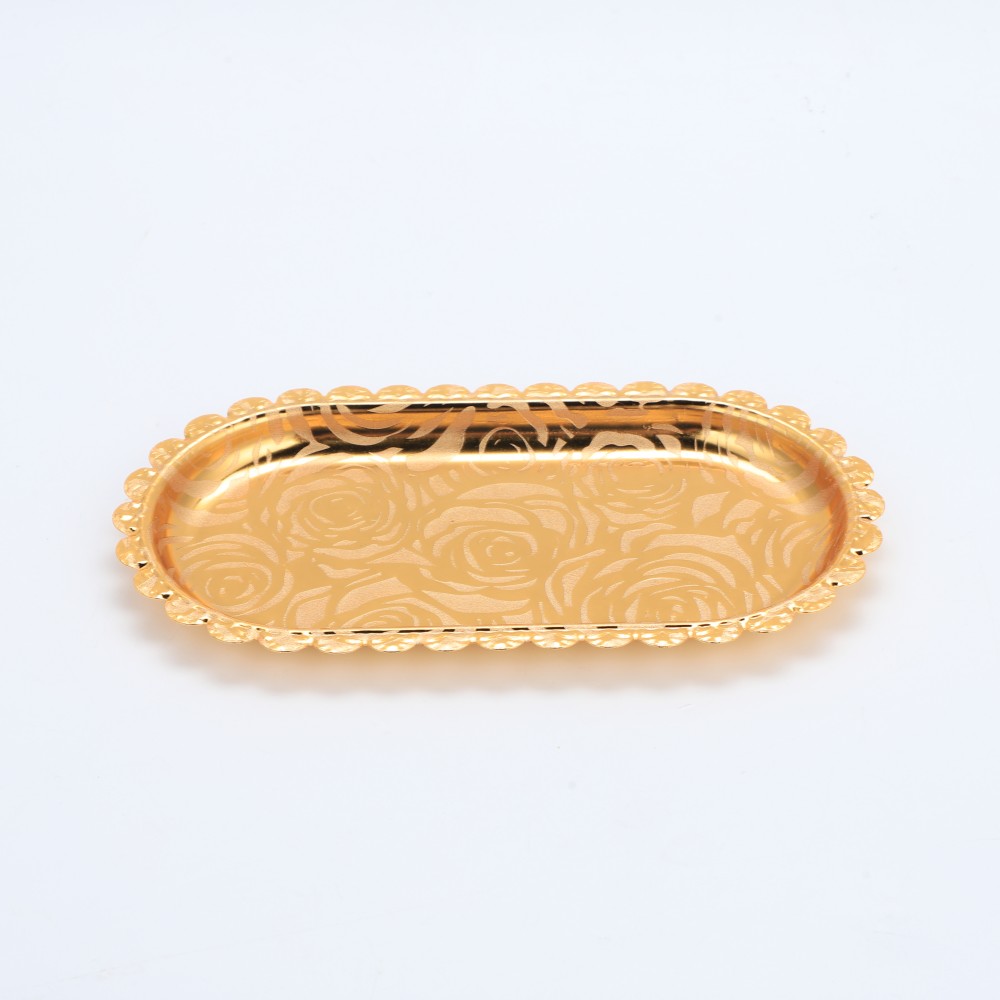 Small Lace Pattern Oval Iron Tray — 2