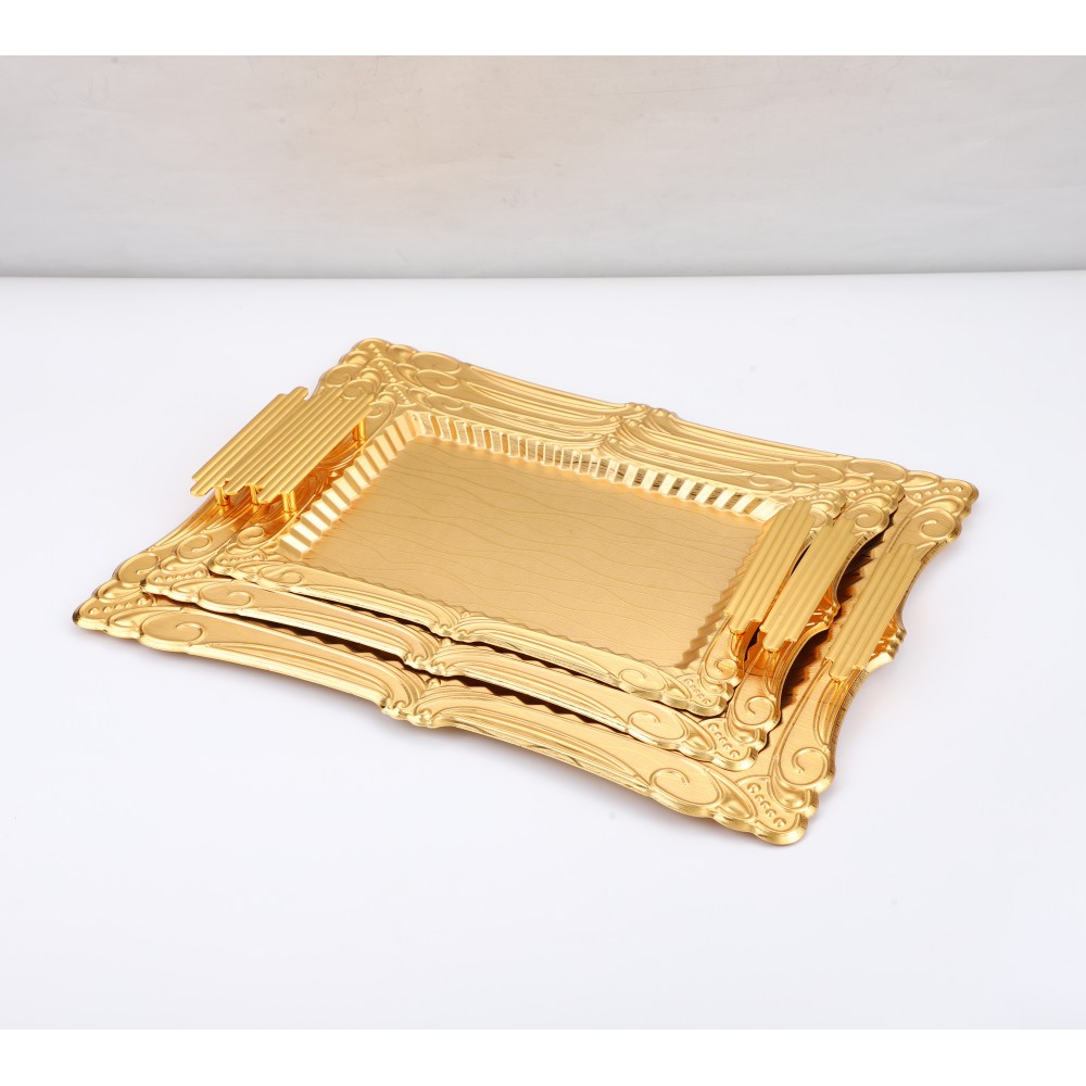 Serving Tray With Handles, Metal Iron Tray Coffee Table Tray — 4