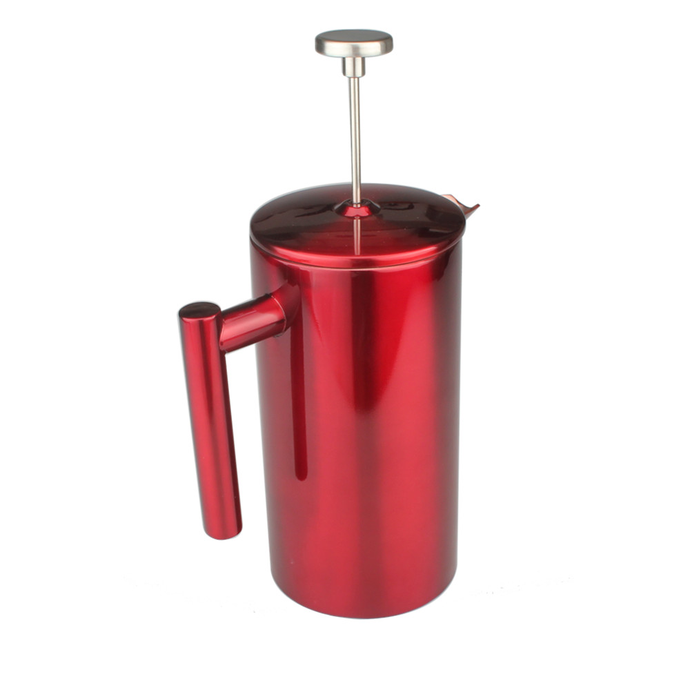 Red Stainless Steel French Press Coffee Maker — product information