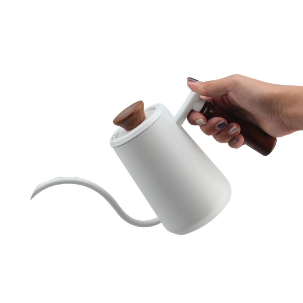 White Pour Over Coffee Kettle With Lid — 6