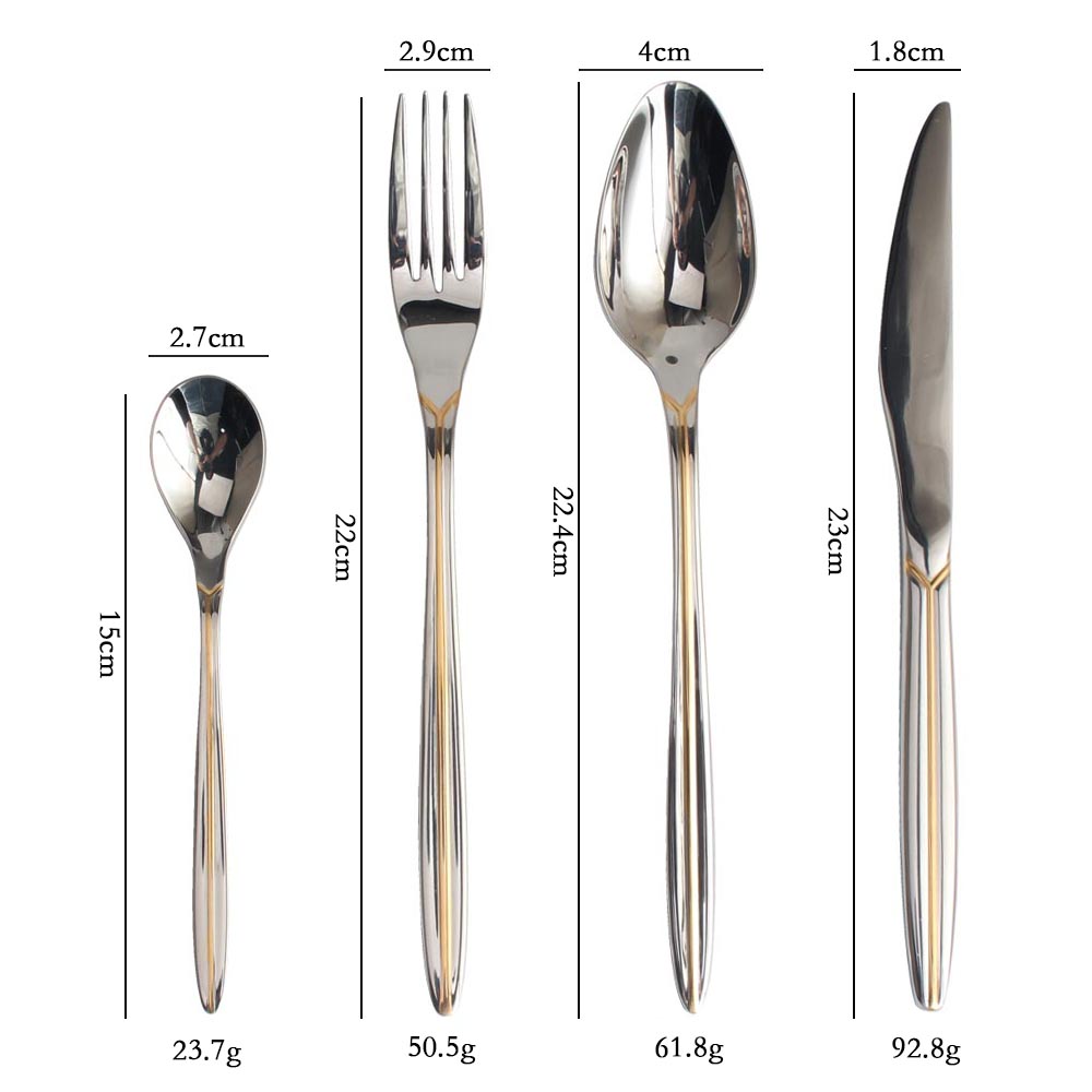 Gold Accent 4-pcs Set Stainless Steel Flatware set Dishwasher Safe — product information