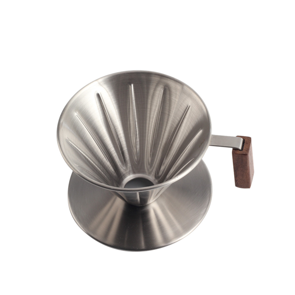Walnut Wood Handle, Metal Reusable Drip Coffee Filter — 6
