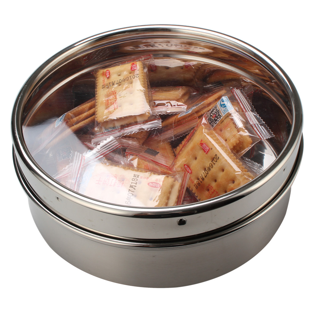 Storage Tin With Window in Lid, Stainless Steel Biscuit Tin — 4