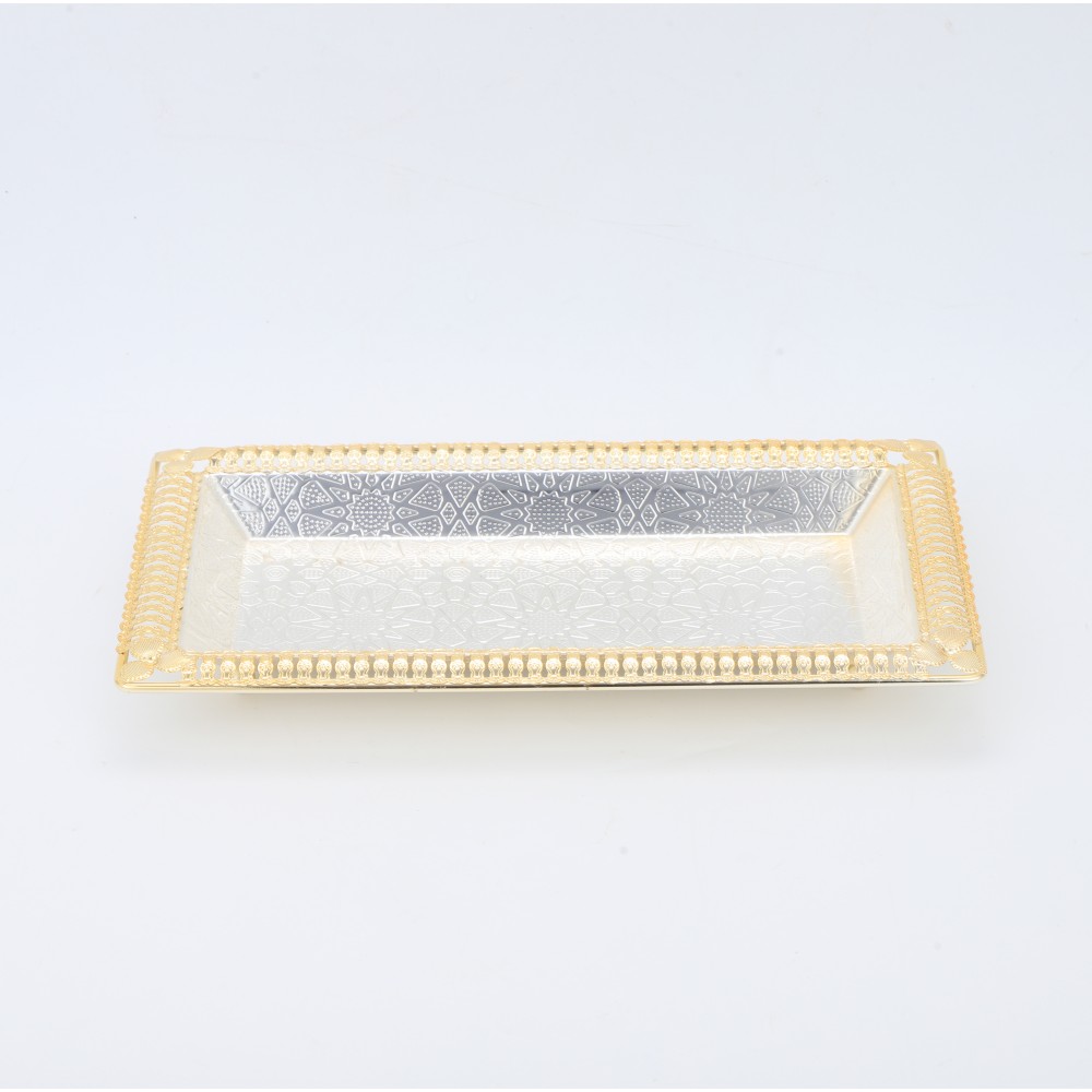 Coffee Serving Tray, Lace Rectangular Iron Tray Pattern Double Color — product information