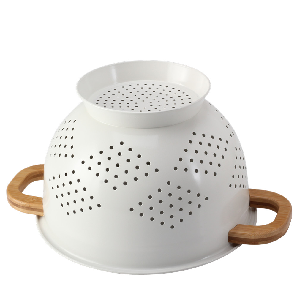 Stainless Steel Colander Mesh Metal Strainer Pasta Rice Strainer With Handle — 4